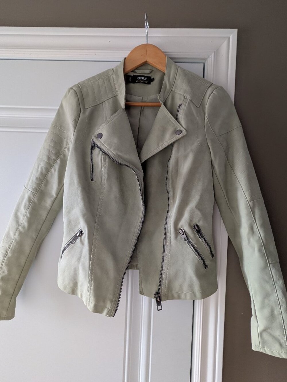 Womens Motorcycle Jacket Faux Leather Small ONLY Brand Biker Wear